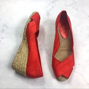 [Ralph Lauren] Orange Open Toe Espadrille
